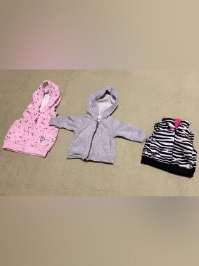 Carter's Pink, Gray & Black Baby Hoodie Trio